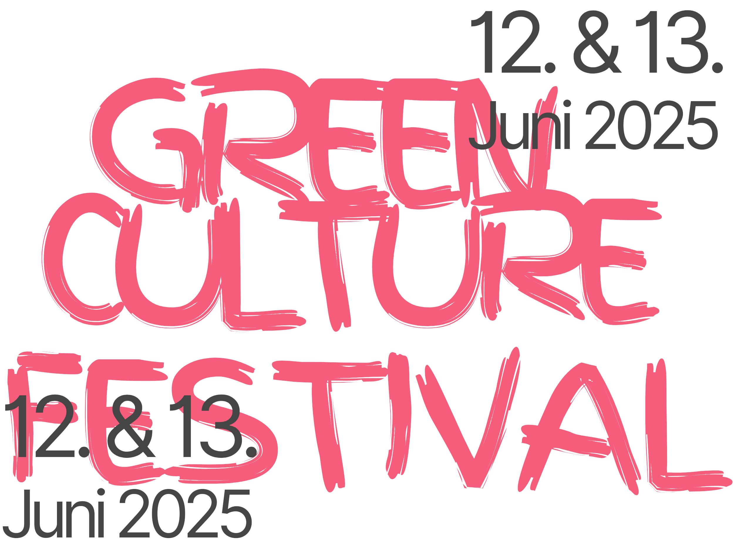 Grafik des Green Culture Festivals (linker Schriftzug), auf dem das Datum (12.&13. Juni 2025) steht.
 (c) Green Culture Anlaufstelle